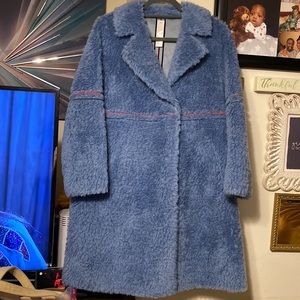 NWT MARIE & J WOMEN’S CASUAL FAUX FUR JACKET SIZE M BLUE COLOR